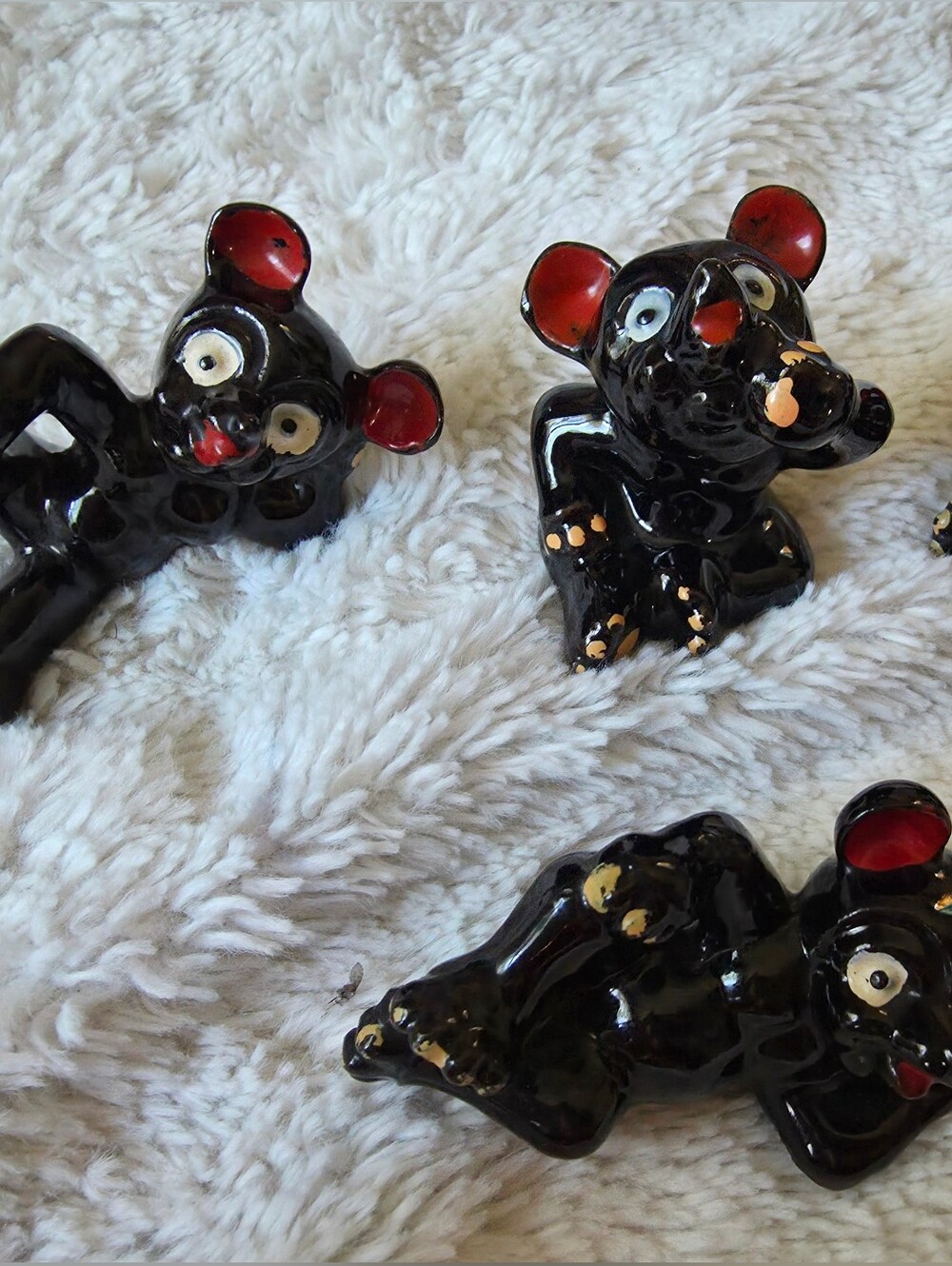 Vintage Kitschy Bears Set of 4 Ceramic Figurines 1950s Japan
